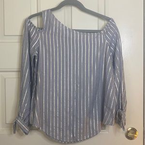 NWT Express Striped Shoulder Detail Blouse